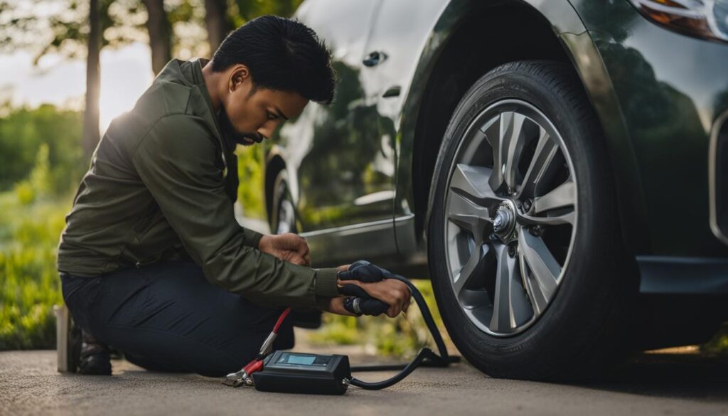 checking tire pressure