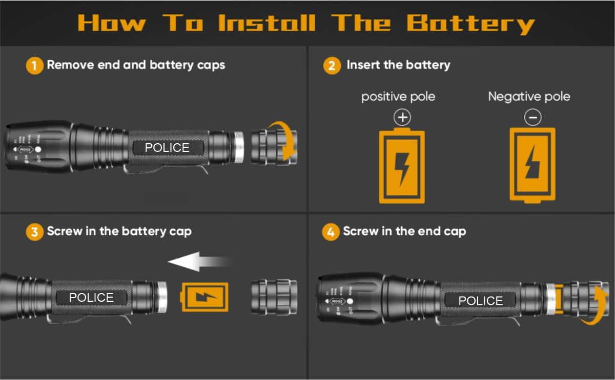 super bright police flashlight torch