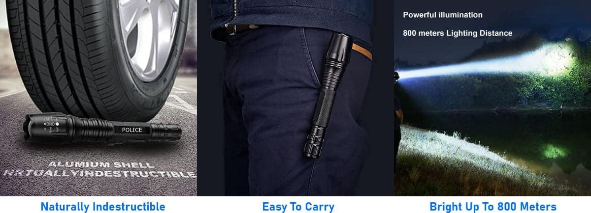 super bright police flashlight torch