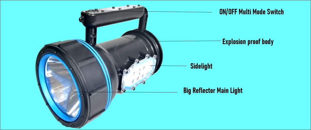 explosion proof led searchlight with sidelight